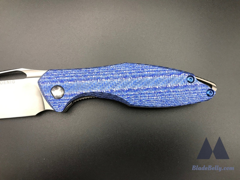 Koenig Arius - Hand Rub Drop Point Blue Twill Carbon Fiber And Anodized Polished Hardware