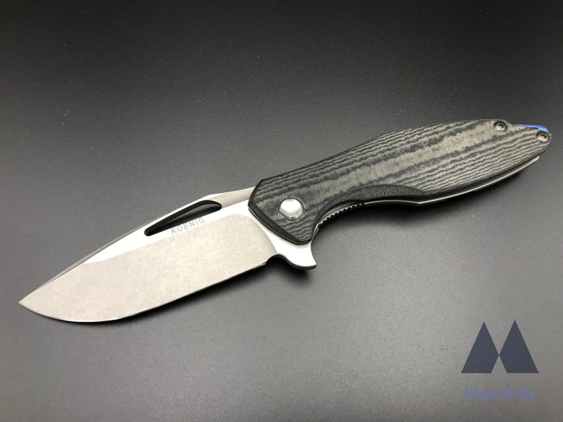 Koenig Arius - Stonewashed Drop Point With Satin Flats And Micarta