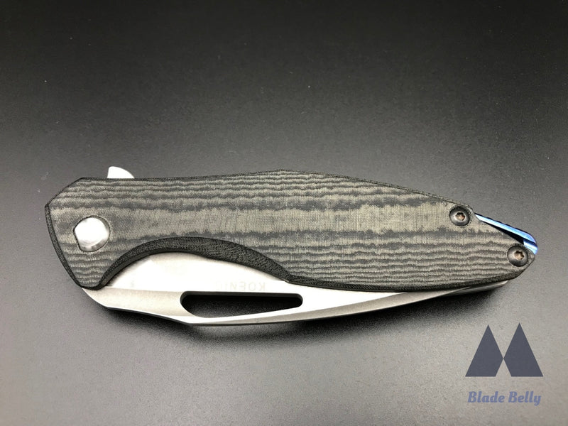 Koenig Arius - Stonewashed Drop Point With Satin Flats And Micarta