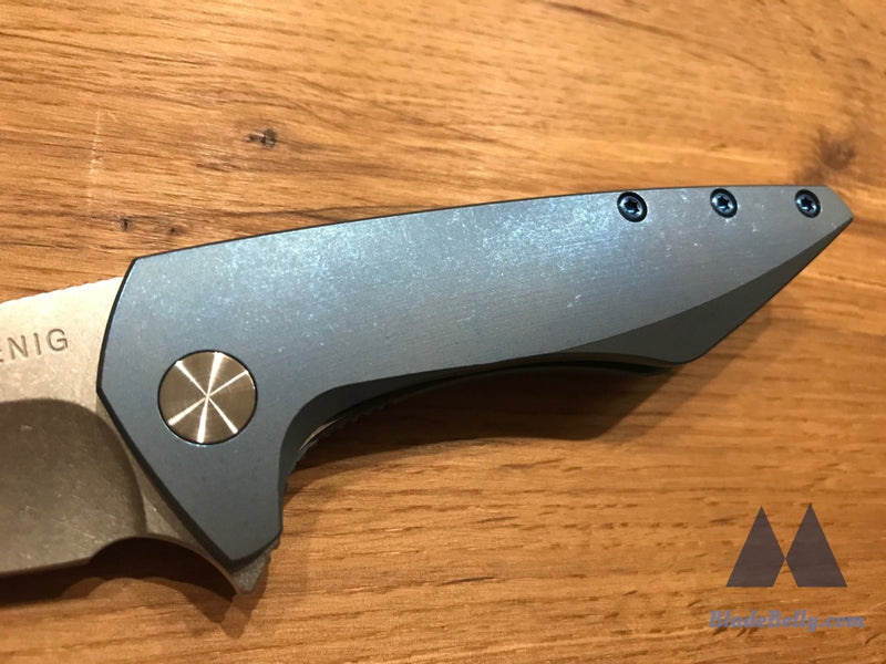 Koenig Mini Goblin - Brightwash Satin Flats Anodized Blue Handle