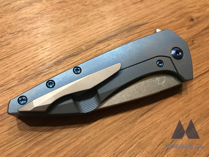 Koenig Mini Goblin - Brightwash Satin Flats Anodized Blue Handle