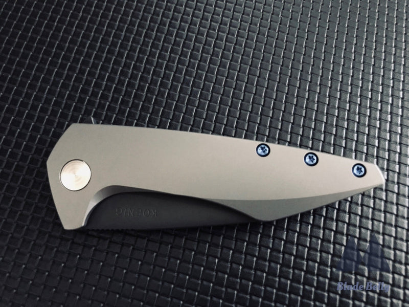 Koenig Mini Goblin - Dlc Wharncliffe And Ti Handles W/ Blue Hardware