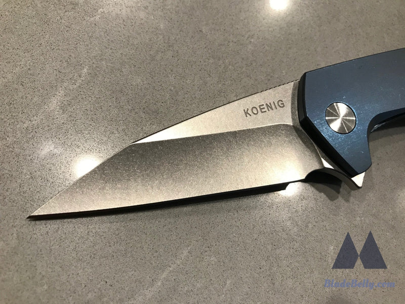 Koenig Mini Goblin - Satin Flats Anodized Blue Handle