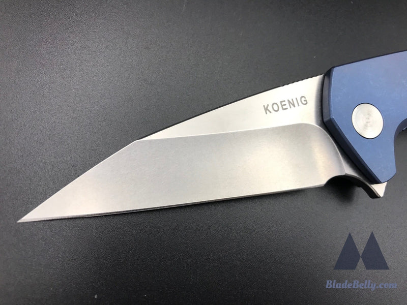 Koenig Mini Goblin - Satin Flats Anodized Blue Handle