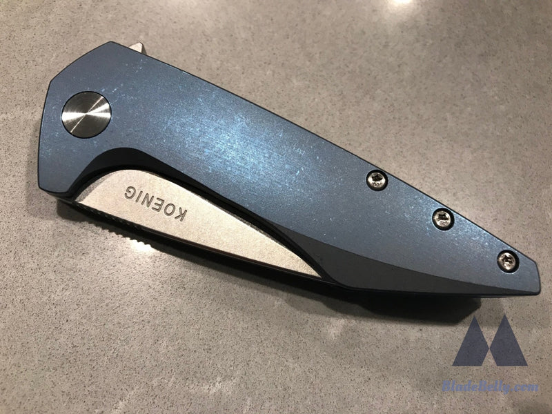 Koenig Mini Goblin - Satin Flats Anodized Blue Handle