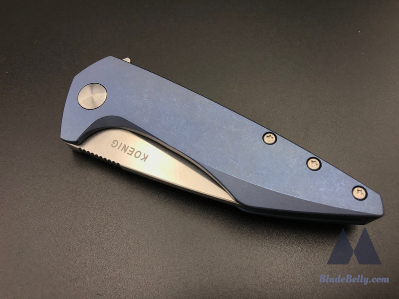 Koenig Mini Goblin - Satin Flats Anodized Blue Handle