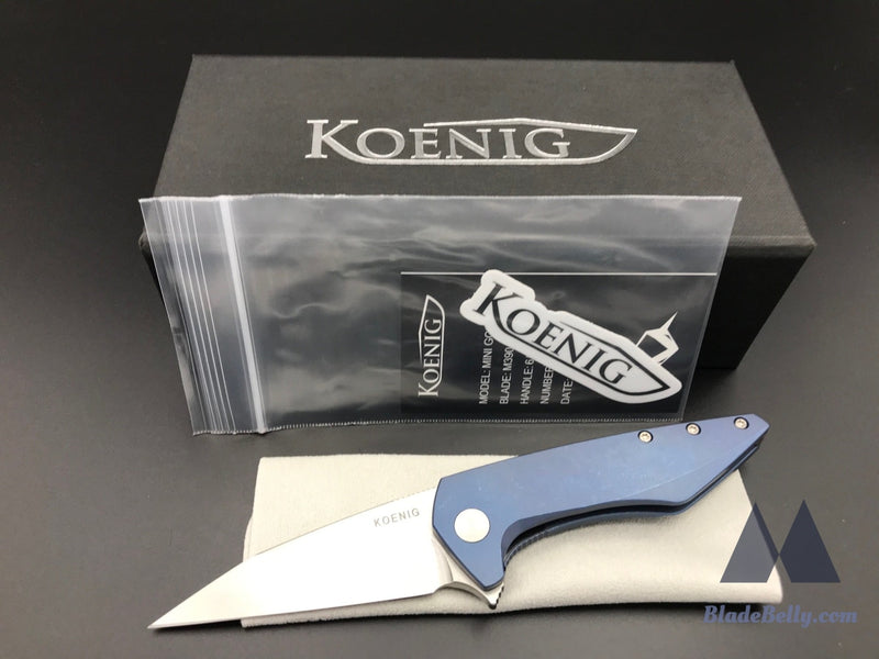 Koenig Mini Goblin - Satin Flats Anodized Blue Handle