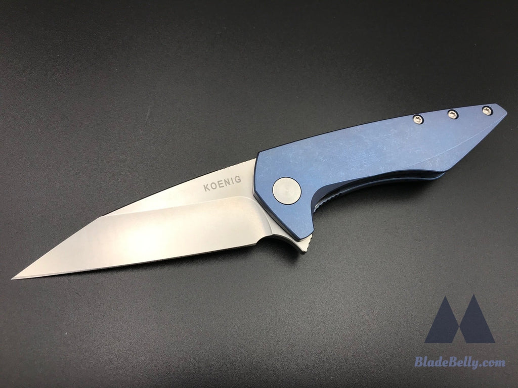 Koenig Mini Goblin - Satin Flats Anodized Blue Handle