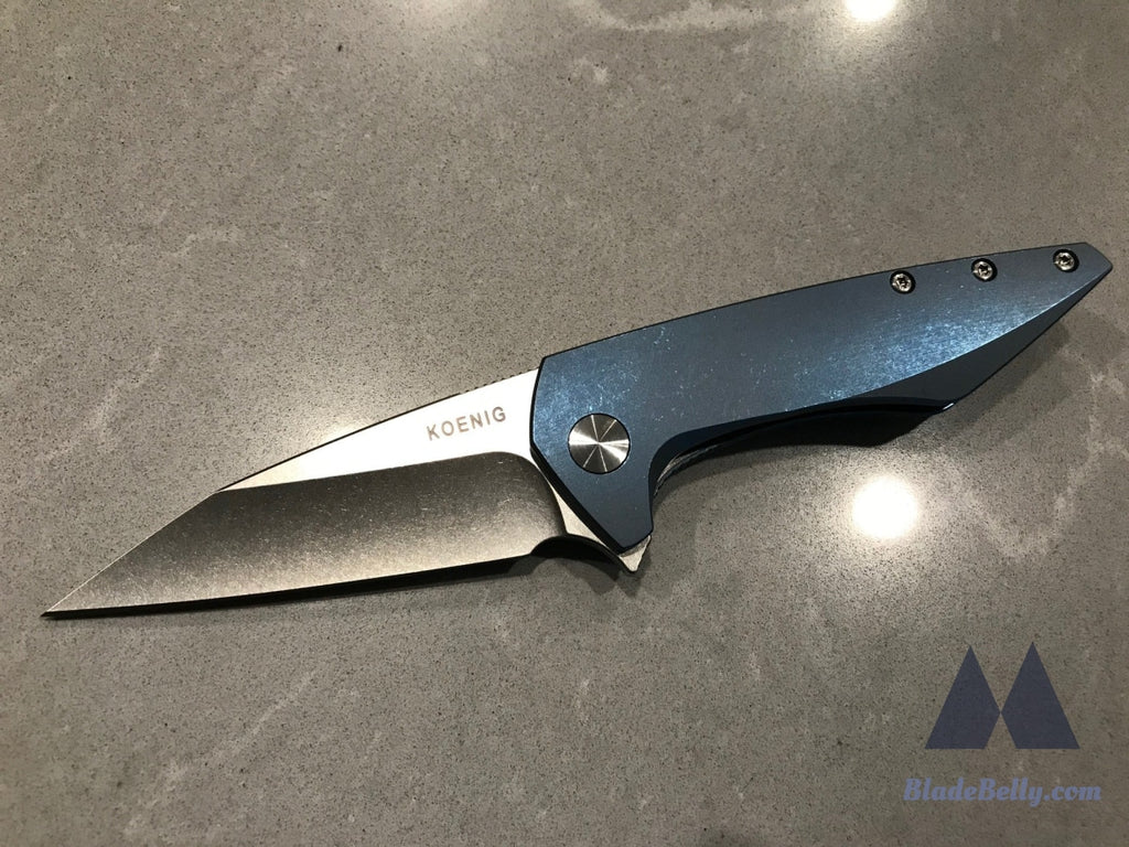 Koenig Mini Goblin - Satin Flats Anodized Blue Handle