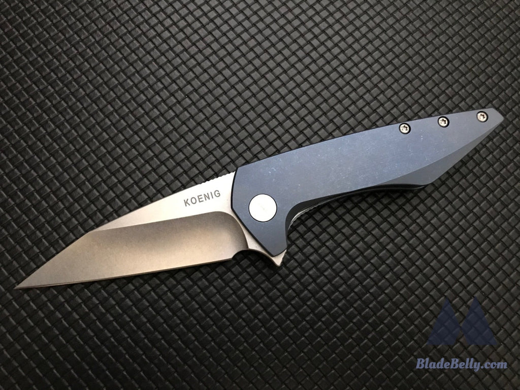 Koenig Mini Goblin - Stonewashed Anodized Blue Handle