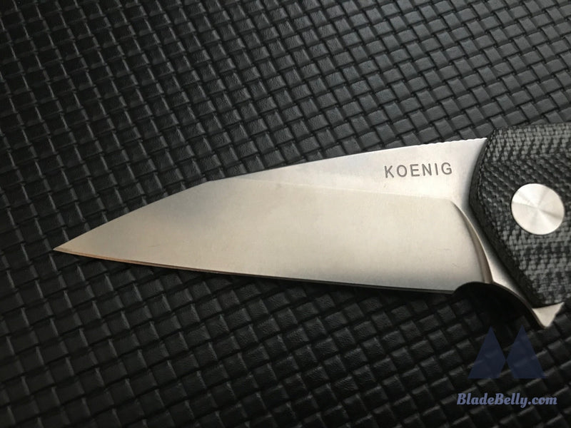 Koenig Mini Goblin - Stonewashed Black Micarta With Bronze Lockside