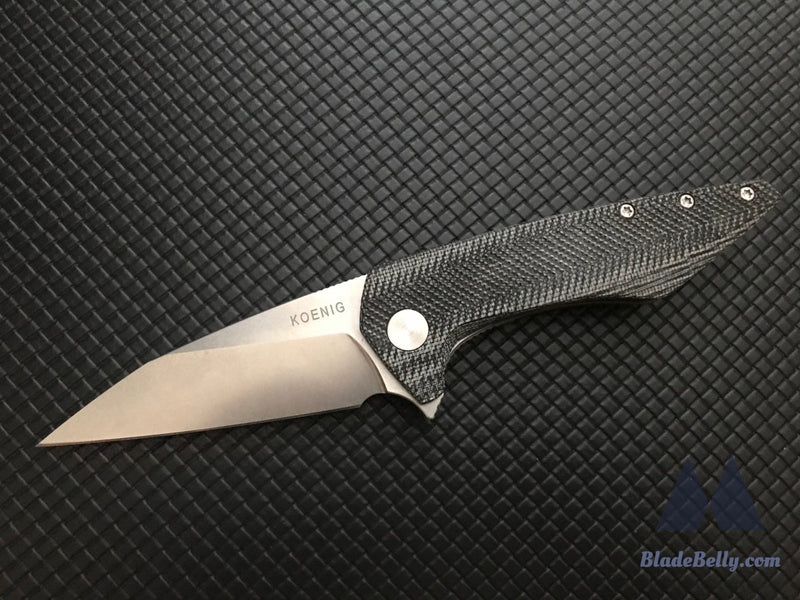 Koenig Mini Goblin - Stonewashed Black Micarta With Bronze Lockside