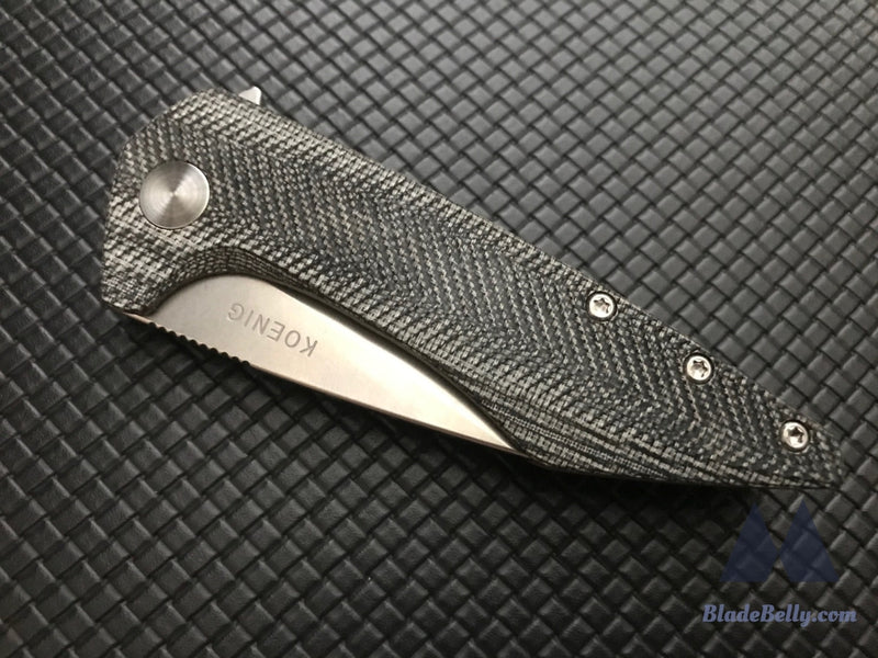 Koenig Mini Goblin - Stonewashed Black Micarta With Bronze Lockside