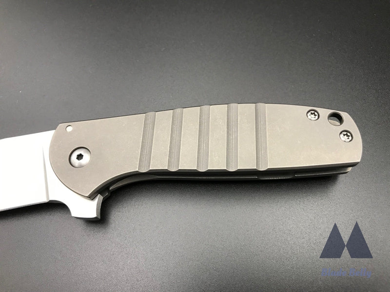 Ray Laconico Baby Bear - Satin Drop Point Stonewashed Grooved Ti Handles