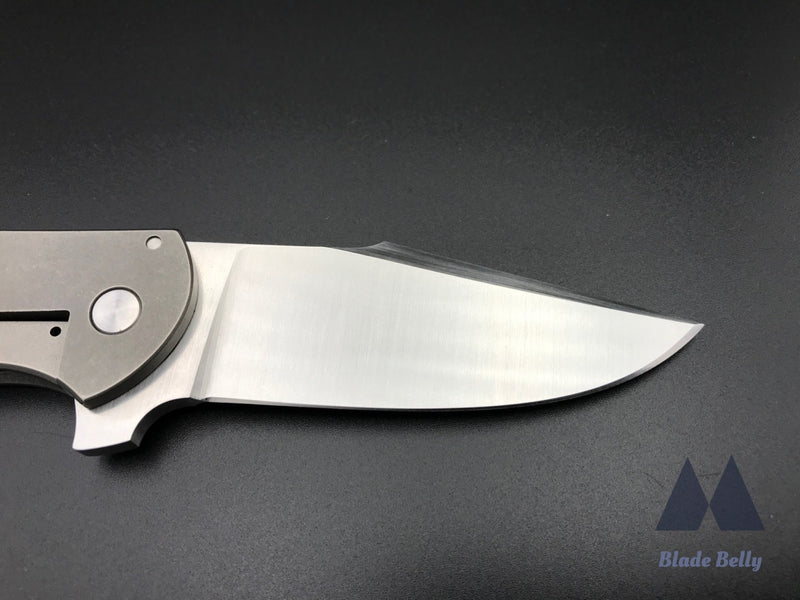 Ray Laconico Baby Bear - Satin Drop Point Stonewashed Grooved Ti Handles