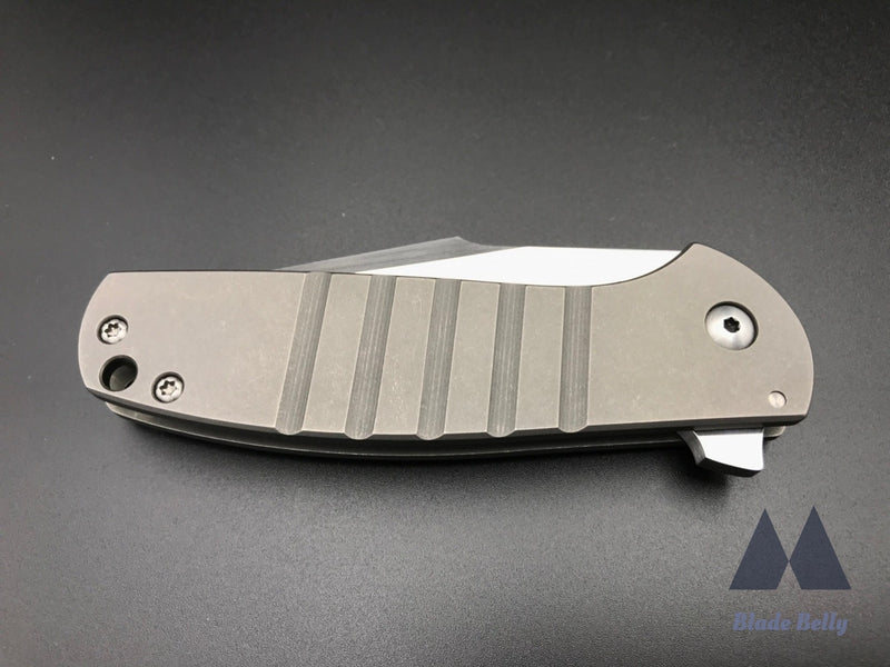 Ray Laconico Baby Bear - Satin Drop Point Stonewashed Grooved Ti Handles