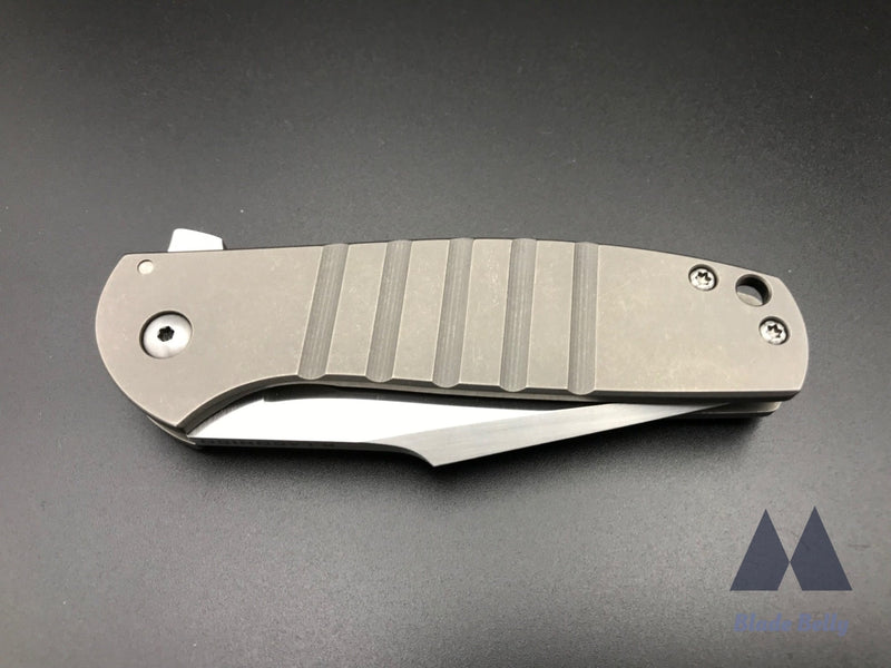 Ray Laconico Baby Bear - Satin Drop Point Stonewashed Grooved Ti Handles