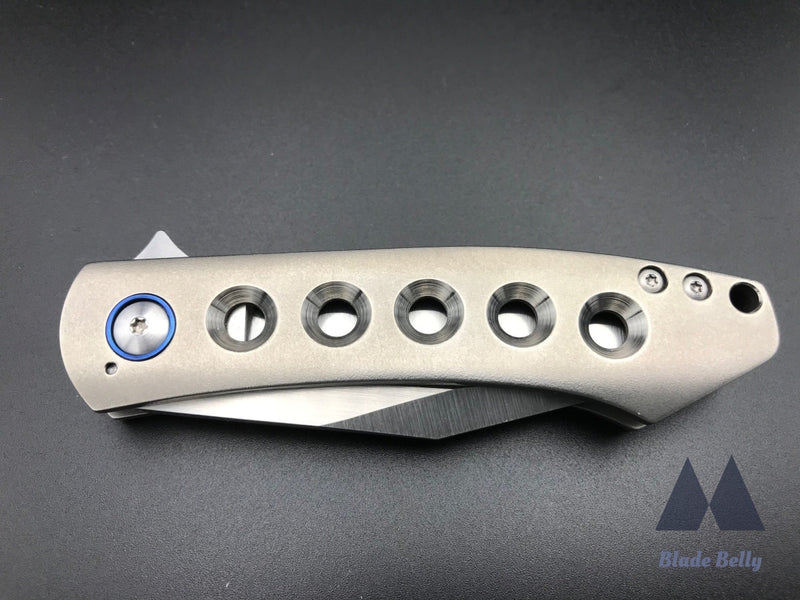 Ray Laconico Minpin- Hand Rub Satin Drop Point Egg Shell Handles W/ Speed Holes And Timascus Clip