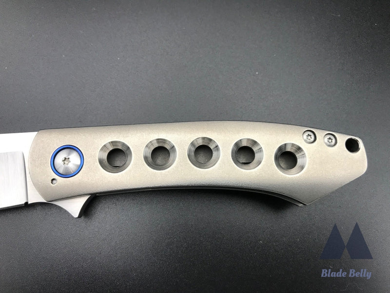 Ray Laconico Minpin- Hand Rub Satin Drop Point Egg Shell Handles W/ Speed Holes And Timascus Clip