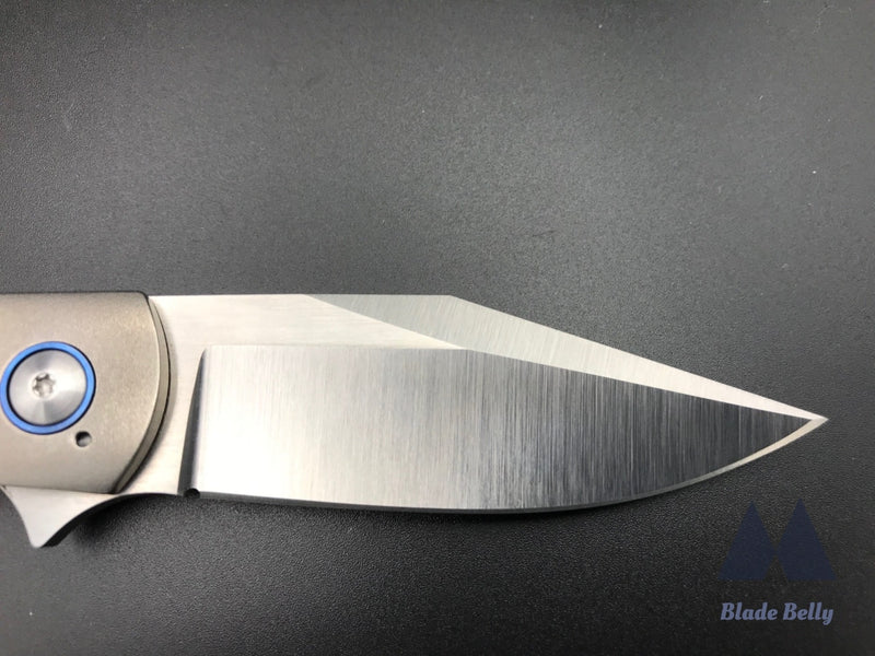 Ray Laconico Minpin- Hand Rub Satin Drop Point Egg Shell Handles W/ Speed Holes And Timascus Clip