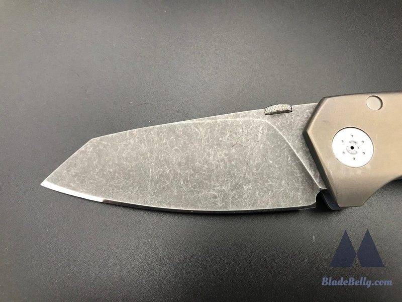 Sharknivco M11 Framelock Flipper - Acid Wash Blade And Bronze Stonewashed Handles