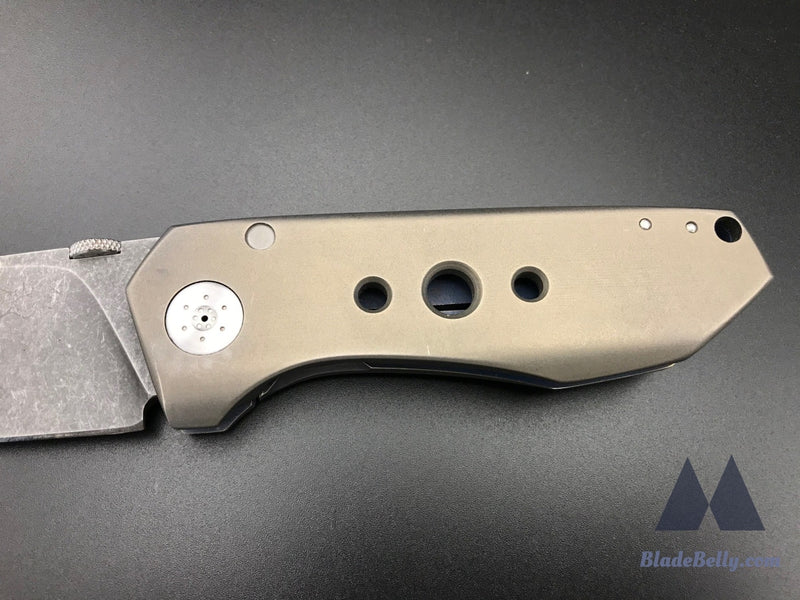 Sharknivco M11 Framelock Flipper - Acid Wash Blade And Bronze Stonewashed Handles