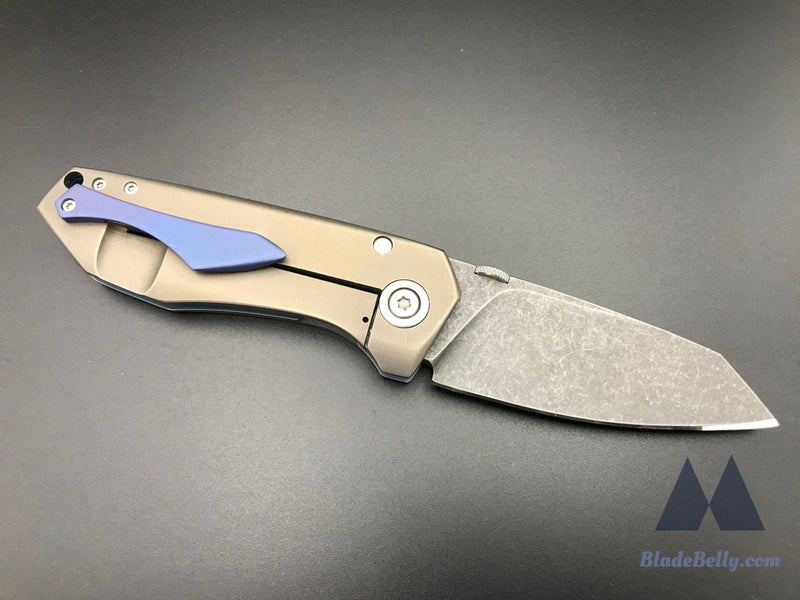 Sharknivco M11 Framelock Flipper - Acid Wash Blade And Bronze Stonewashed Handles