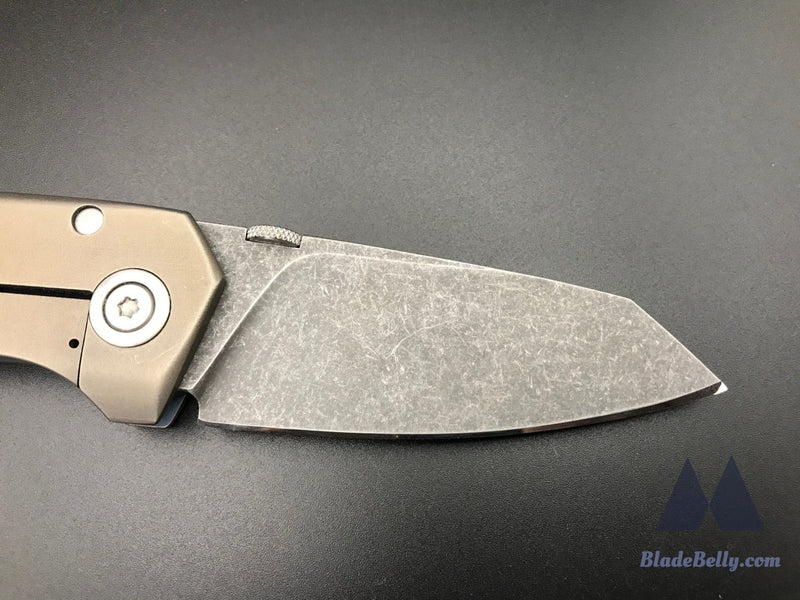 Sharknivco M11 Framelock Flipper - Acid Wash Blade And Bronze Stonewashed Handles