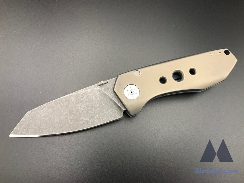 Sharknivco M11 Framelock Flipper - Acid Wash Blade And Bronze Stonewashed Handles