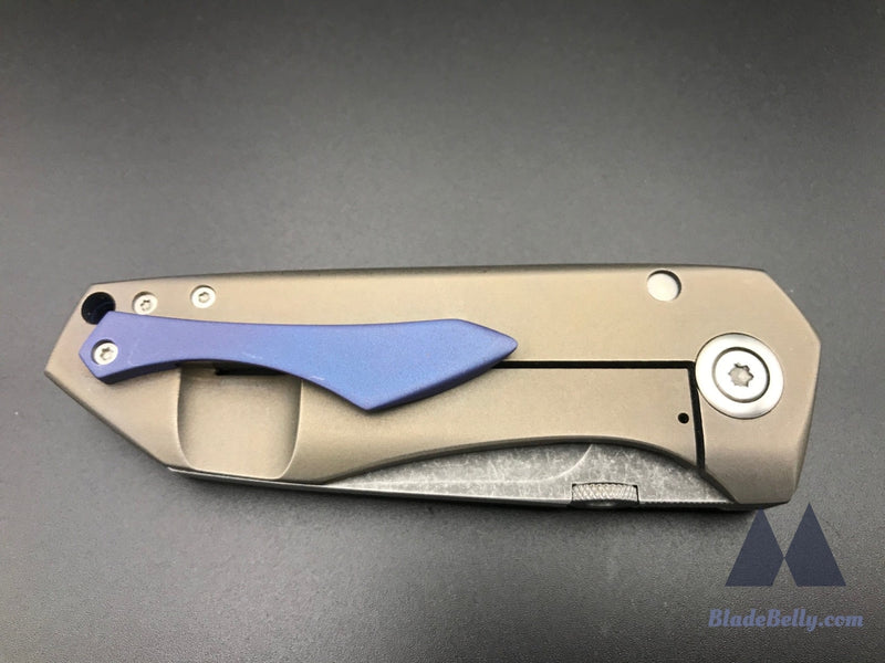 Sharknivco M11 Framelock Flipper - Acid Wash Blade And Bronze Stonewashed Handles