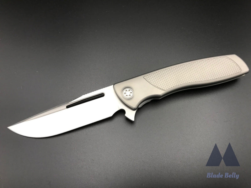 Sharp By Design Evo Typhoon - Satin Drop Point And Embossed Titanium