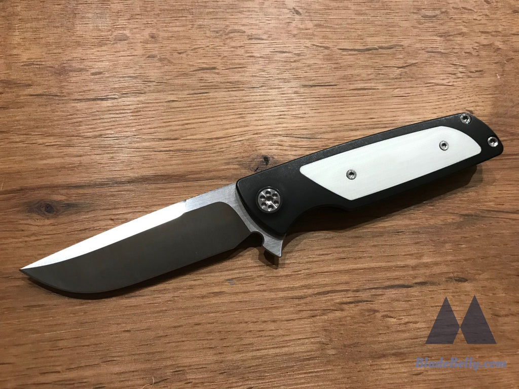 Sharp By Design Micro Typhoon - Satin Drop Point Tuxedo G10