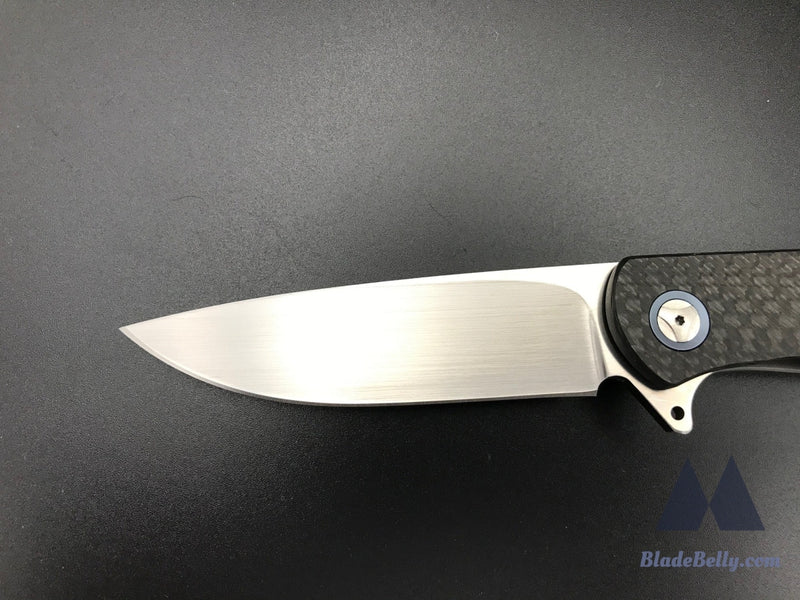 Trevor Burger Atlas Cfl #0419 - Hand Rub Blade Zirc Bolsters And Marbled Carbon Fiber Scales