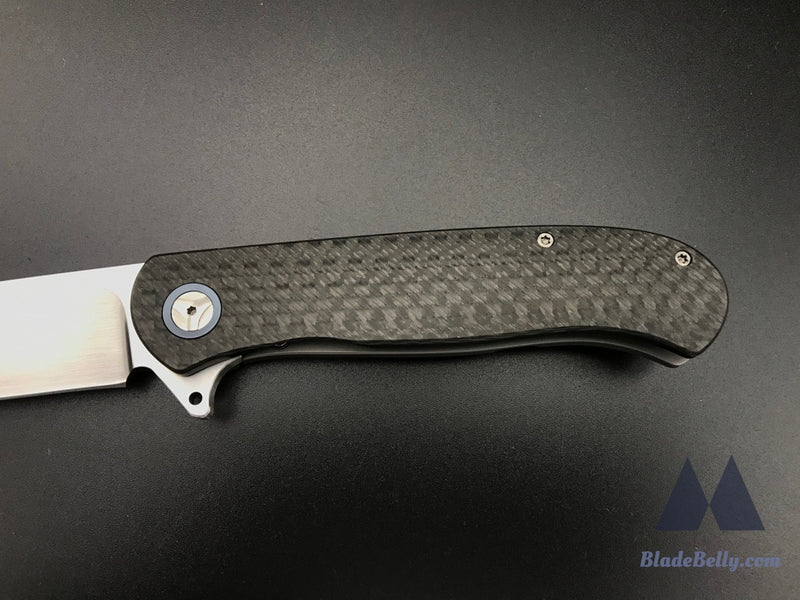 Trevor Burger Atlas Cfl #0419 - Hand Rub Blade Zirc Bolsters And Marbled Carbon Fiber Scales