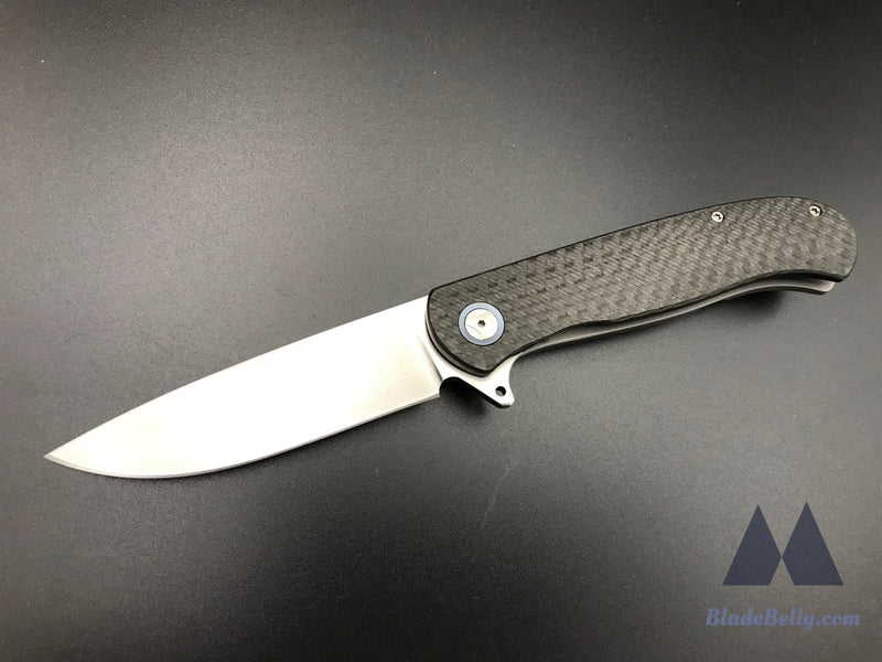 Trevor Burger Atlas Cfl #0419 - Hand Rub Blade Zirc Bolsters And Marbled Carbon Fiber Scales