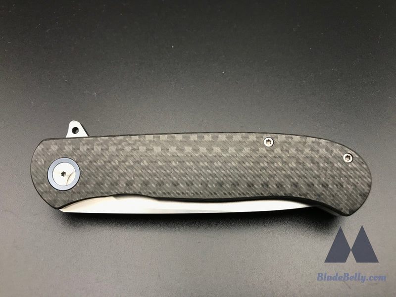 Trevor Burger Atlas Cfl #0419 - Hand Rub Blade Zirc Bolsters And Marbled Carbon Fiber Scales