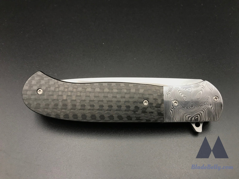 Trevor Burger Atlas Plus - Hand Rub Blade Damasteel Bolsters And Clip W/ Carbon Fiber Scales