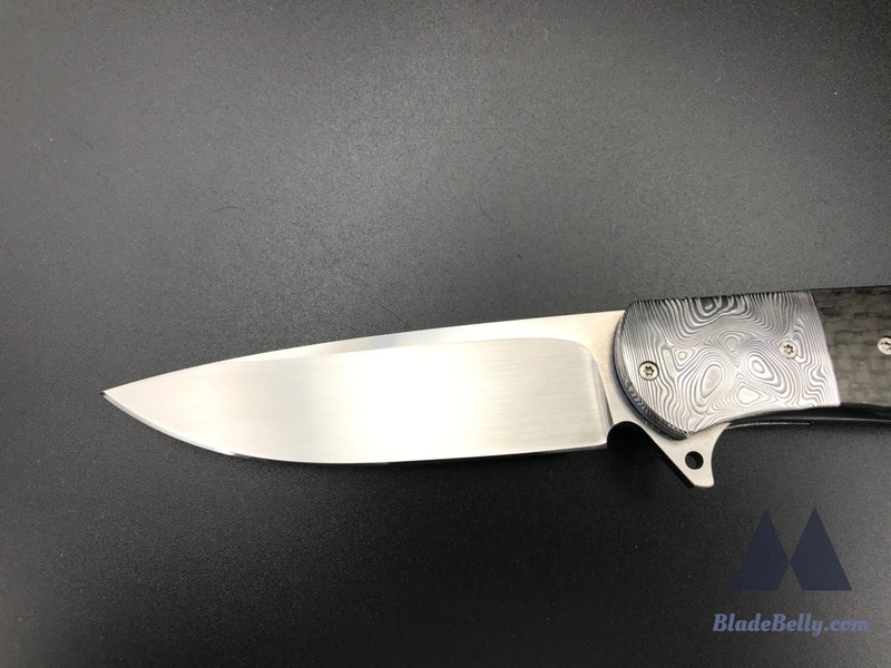 Trevor Burger Atlas Plus - Hand Rub Blade Damasteel Bolsters And Clip W/ Carbon Fiber Scales