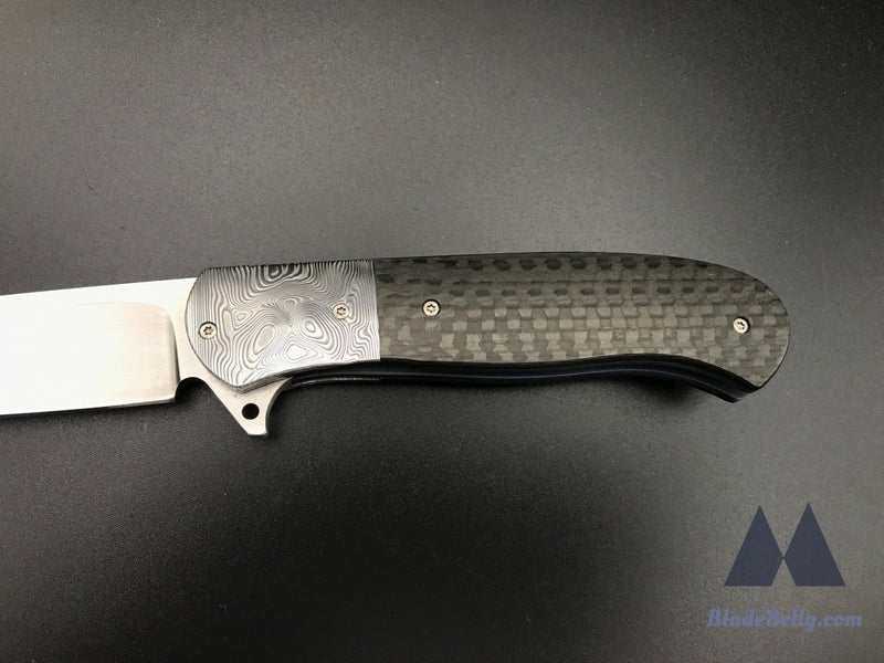 Trevor Burger Atlas Plus - Hand Rub Blade Damasteel Bolsters And Clip W/ Carbon Fiber Scales