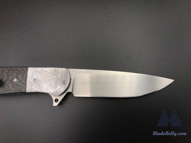 Trevor Burger Atlas Plus - Hand Rub Blade Damasteel Bolsters And Clip W/ Carbon Fiber Scales