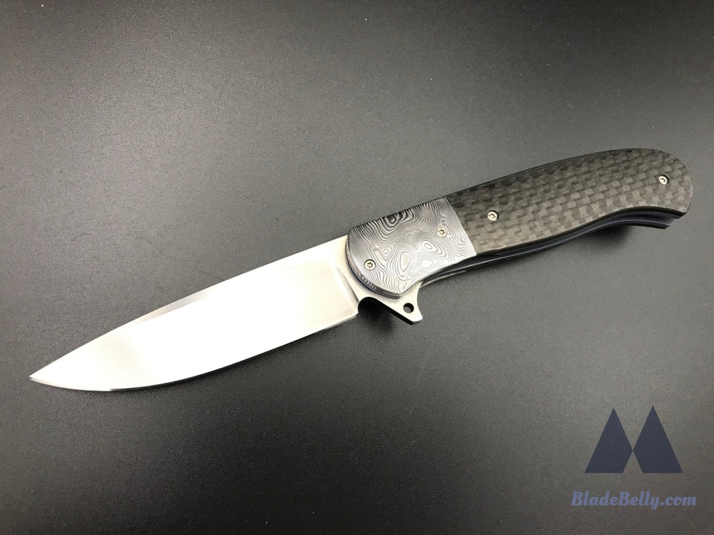 Trevor Burger Atlas Plus - Hand Rub Blade Damasteel Bolsters And Clip W/ Carbon Fiber Scales