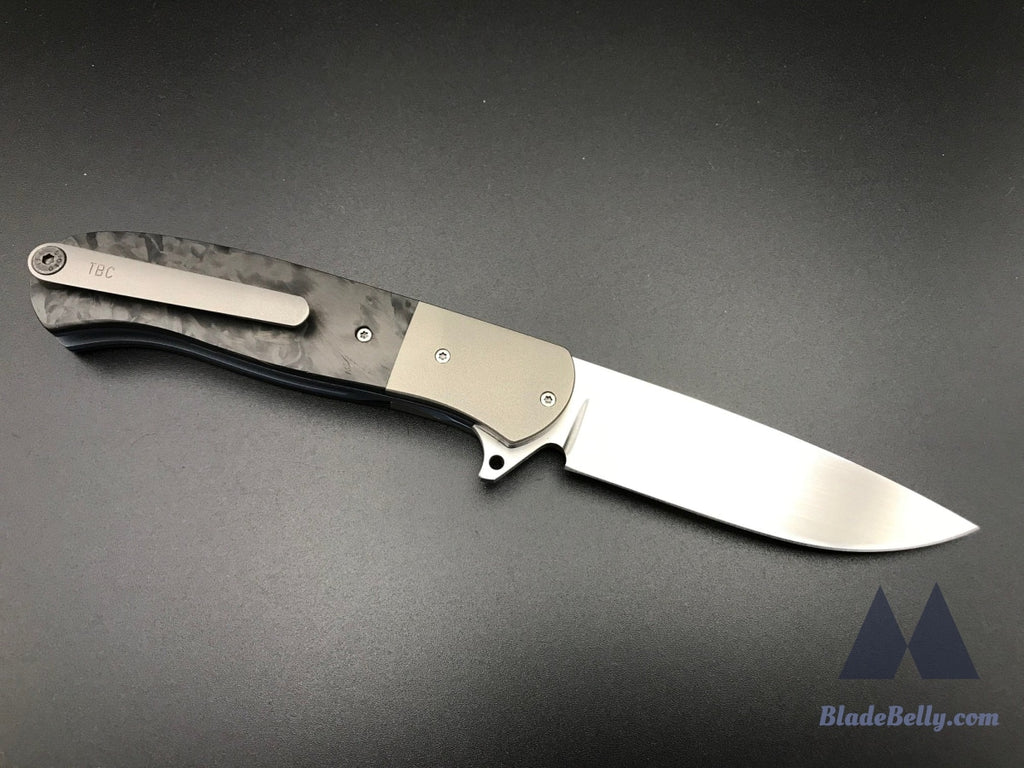 Trevor Burger Atlas Plus - Hand Rub Blade Zirc Bolsters And Marbled Carbon Fiber Scales