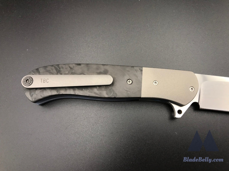 Trevor Burger Atlas Plus - Hand Rub Blade Zirc Bolsters And Marbled Carbon Fiber Scales