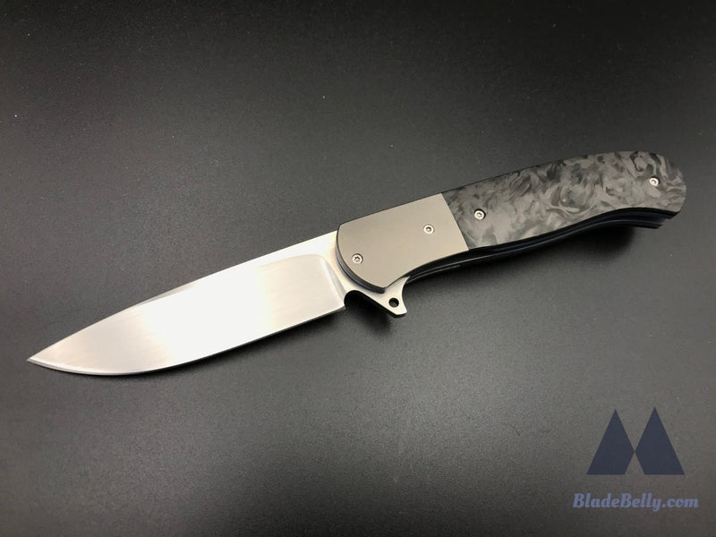 Trevor Burger Atlas Plus - Hand Rub Blade Zirc Bolsters And Marbled Carbon Fiber Scales