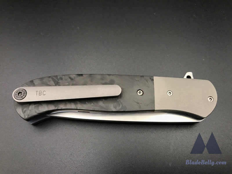 Trevor Burger Atlas Plus - Hand Rub Blade Zirc Bolsters And Marbled Carbon Fiber Scales