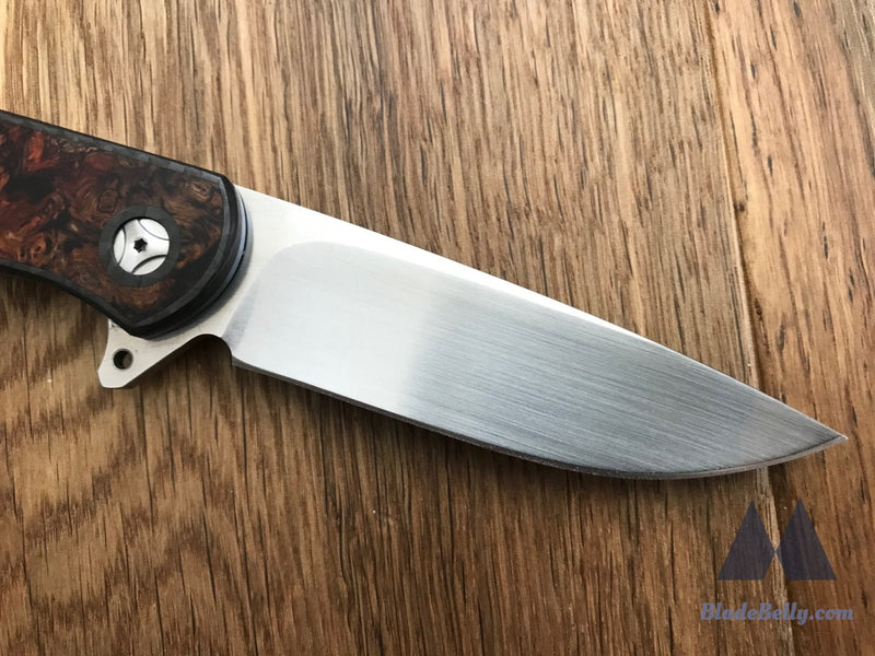 Trevor Burger Atlas Plus - M390 Drop Point Spalted Oak Burl Carbon Fiber