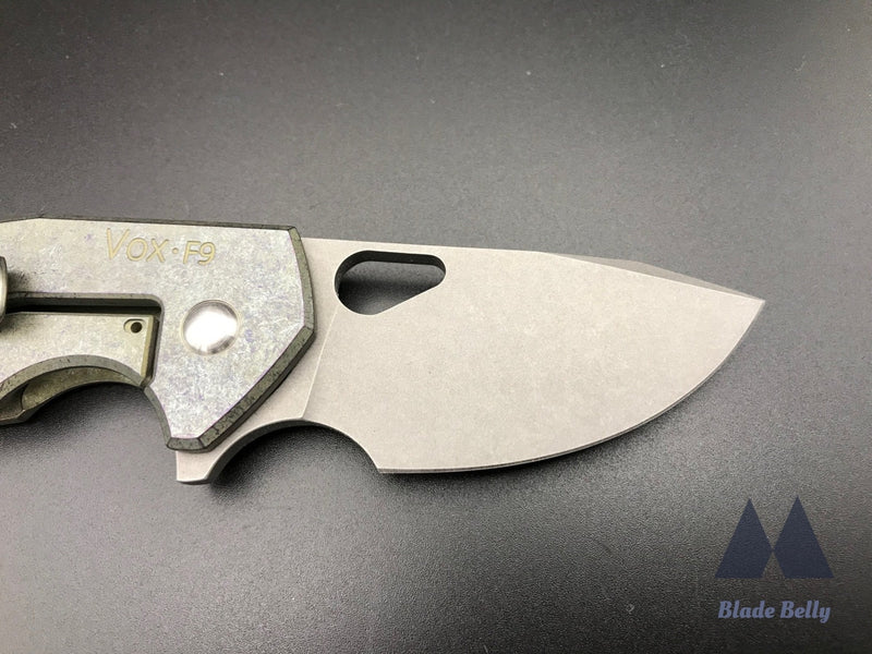 Vox Knives F9 - Stonewash Blade And Tumbled Antique Green Handles