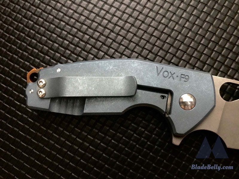 Vox Knives F9 - Stonewashed Blade Tumbled Blue Handles